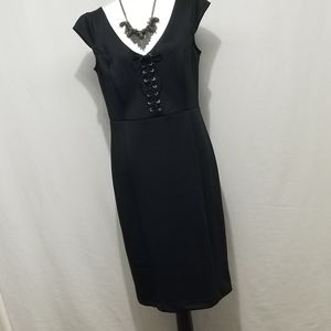 Sexy lace up front black dress